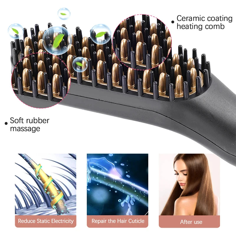 Electric Beard and Hair Straightening Brush – Fast and Safe Styling
