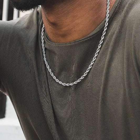 Classic Stainless Steel Rope Chain Necklace – Timeless Elegance