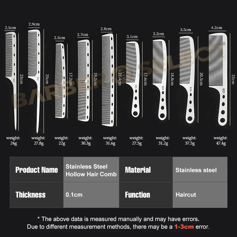 Professional Stainless Steel Barber Comb