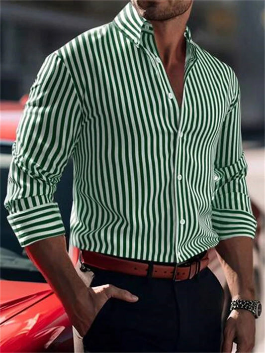 Shirt Stripe Print Pattern Long Sleeve  Casual Shirt