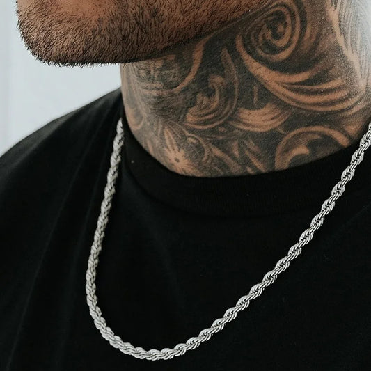 Men Ropes Long Necklace Stainless Steel