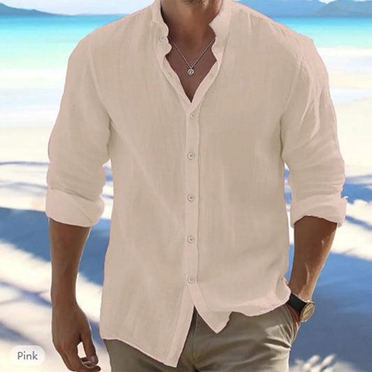 Long-Sleeved Shirts Summer Solid Color Stand-Up