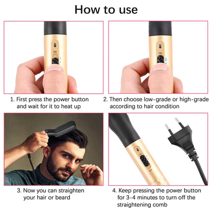 Electric Beard and Hair Straightening Brush – Fast and Safe Styling
