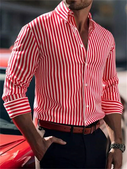 Shirt Stripe Print Pattern Long Sleeve  Casual Shirt