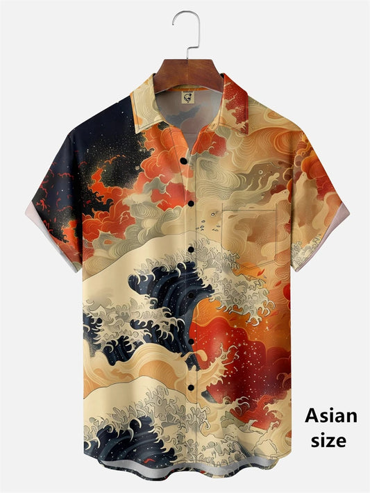 Japanese Style Ukiyoe Wave 3D Print Men Casual